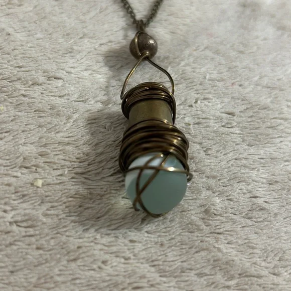 Steampunk Style Copper & Brass Necklace With Glass Ball Original One of a Kind - Picture 4 of 5